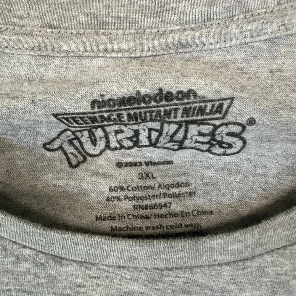 Nickelodeon Mens TMNT Graphic T Shirt 3XL Gray Cotton Blend Retro Cartoon